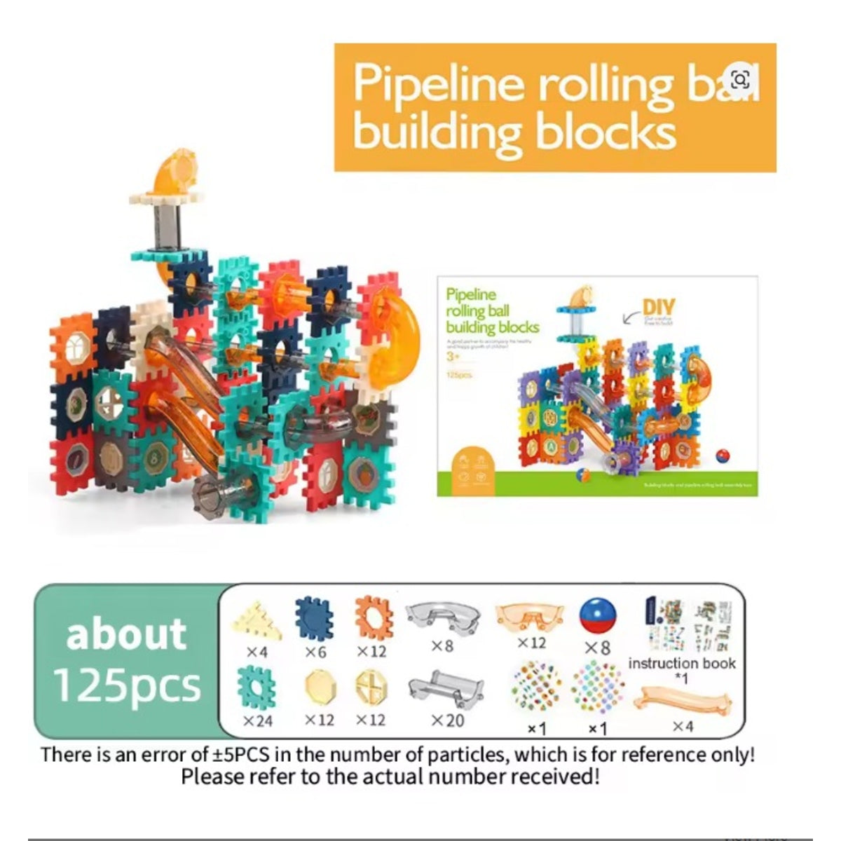 125-Piece DIY Pipeline Marble Track Set