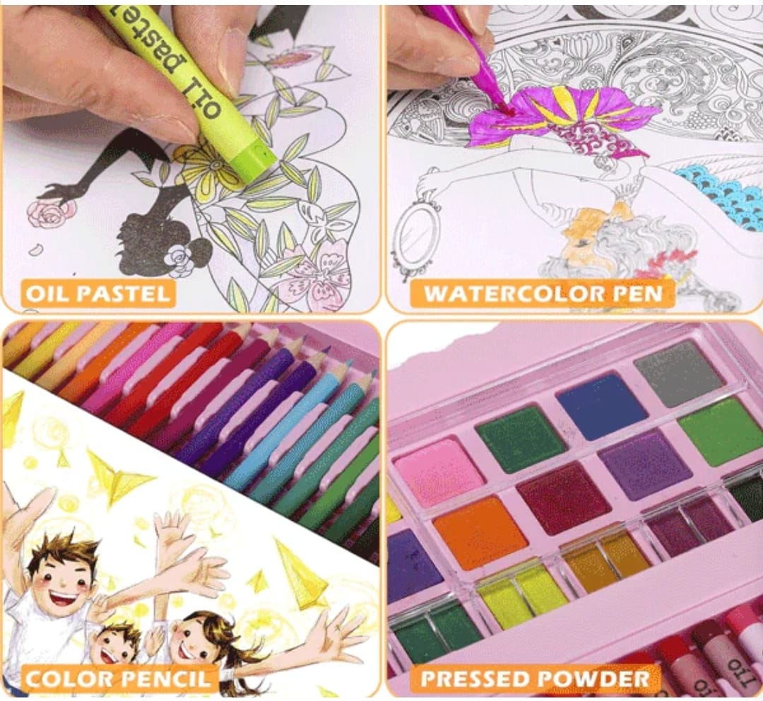 208Pcs Super Mega Art & Drawing Set | Cool Color & Paint Kit For Kids