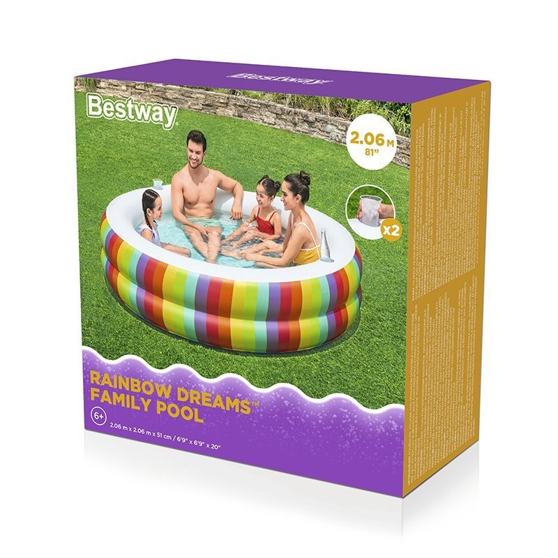 Bestway Rainbow Dream Pool For Kids 6ft 9in x 6ft 9in x 1ft 8in