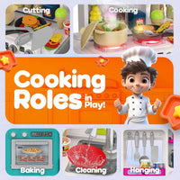 95Pcs Kitchen Playset With Steam & Lightning Effect | Pretend Play Toy | Talented Chef