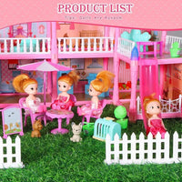 5 Rooms Doll House Villa Playset for Kids | Pretend Play Toy