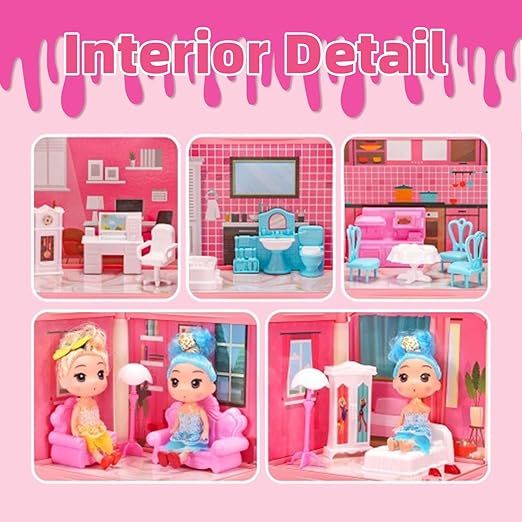14 Rooms Doll House With LED Lights & Barbie Accessories