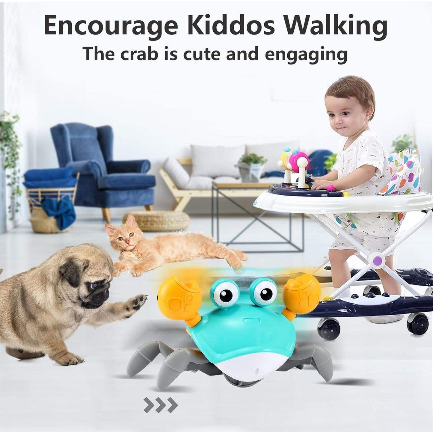 Dancing & Crawling Crab Toy With Motion Sensor & Interactive Music For Toddlers