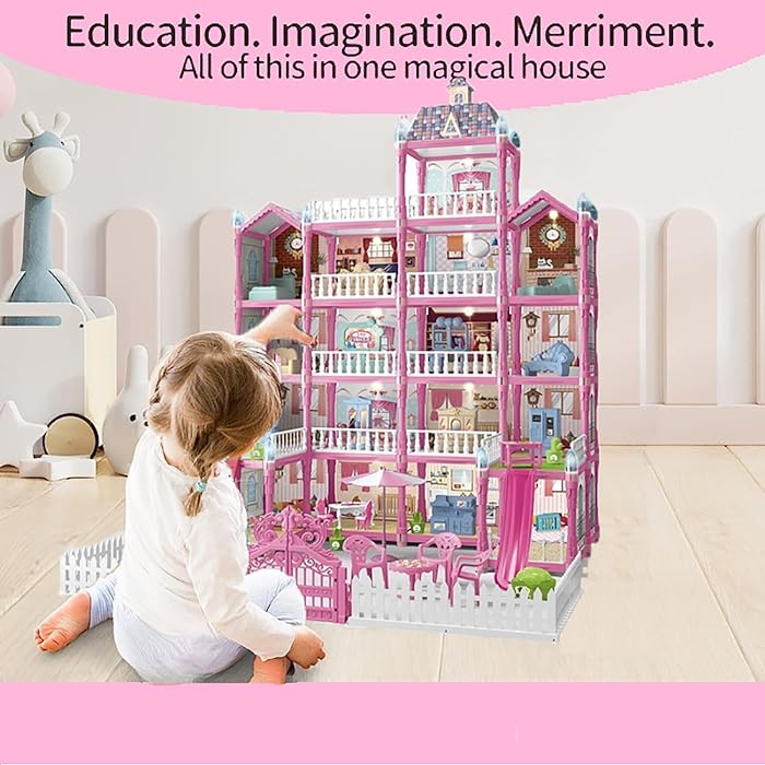 379PCS DIY Doll House Villa 5-Storey 17-Room Playset