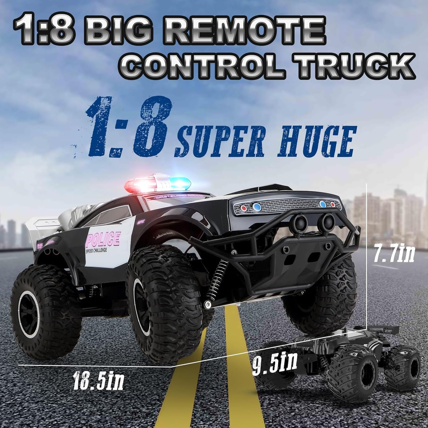 2.4GHz Remote Control Police Themed Rock Crawler With Rechargeable Batteries & Lightning Effects