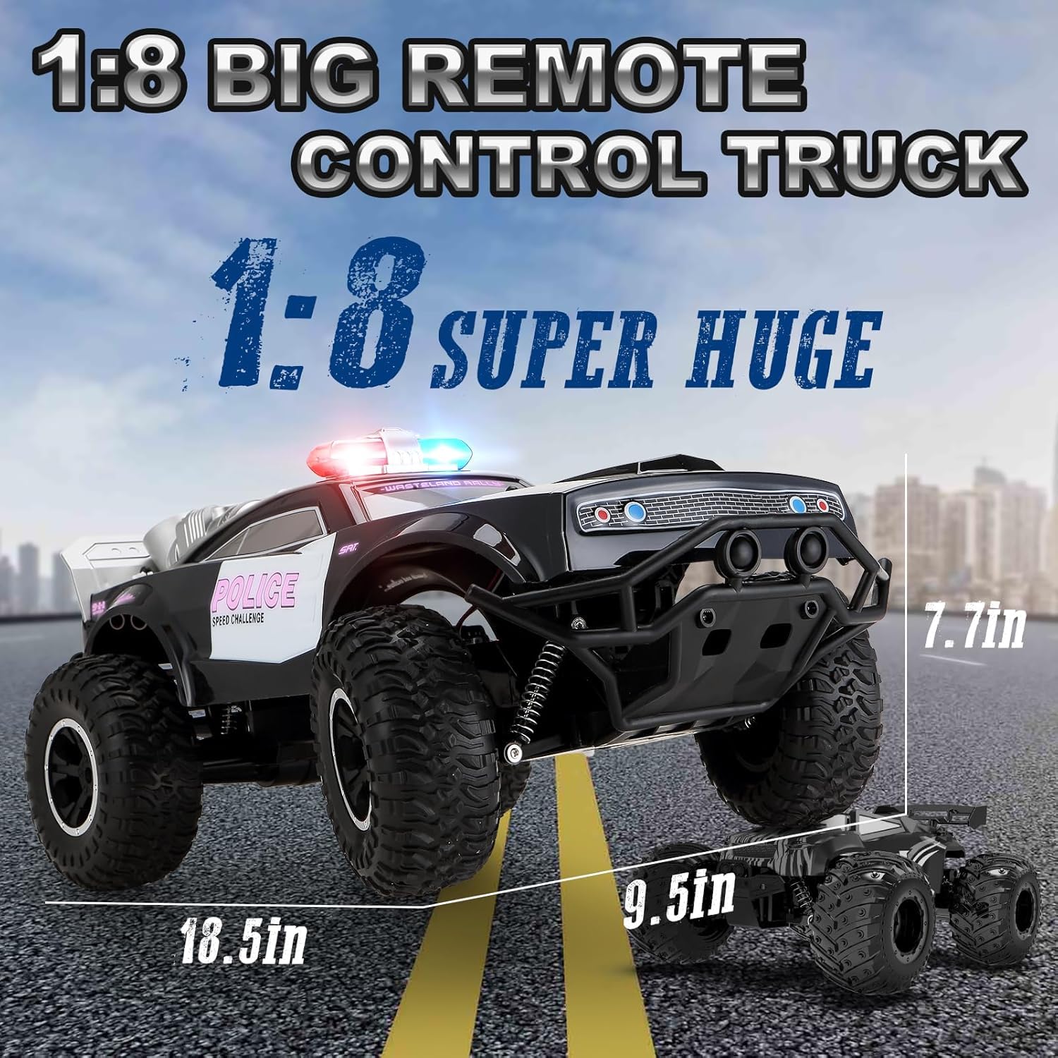 2.4GHz Remote Control Police Themed Rock Crawler With Rechargeable Batteries & Lightning Effects