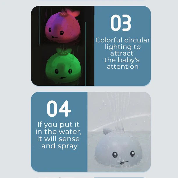 Mini Whale Fountain Bath Toy with LED Lights