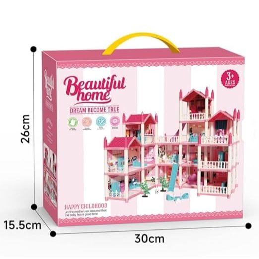 16-Room DIY Doll House Villa Playset for Girls with Accessories
