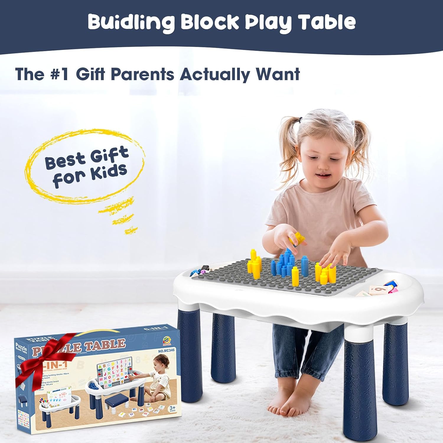 MC346 DIY Puzzle Activity Table with Magnetic Board