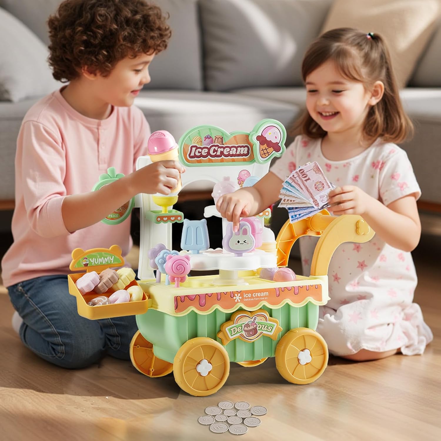 VEVOR H376A Ice Cream Trolley Playset for Kids