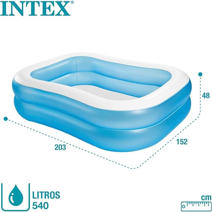 Intex Inflatable Rectangle Shaped Swimming Pool 6ft 6in x 4ft 9in x 1f ...
