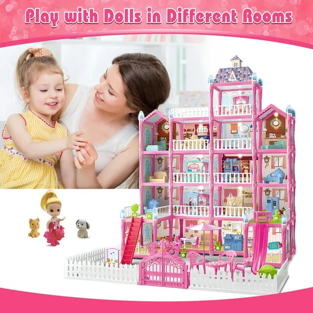 379PCS DIY Doll House Villa 5-Storey 17-Room Playset