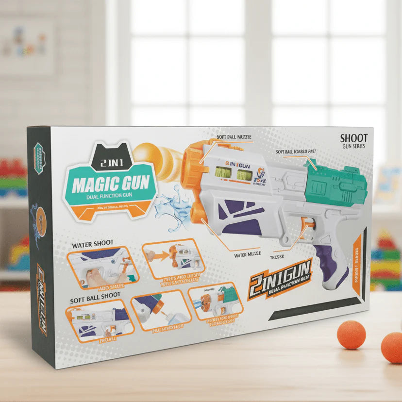 2-in-1 Soft Bullet & Water Gun with Target Pins