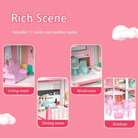 5 Rooms Doll House Villa Playset for Kids | Pretend Play Toy