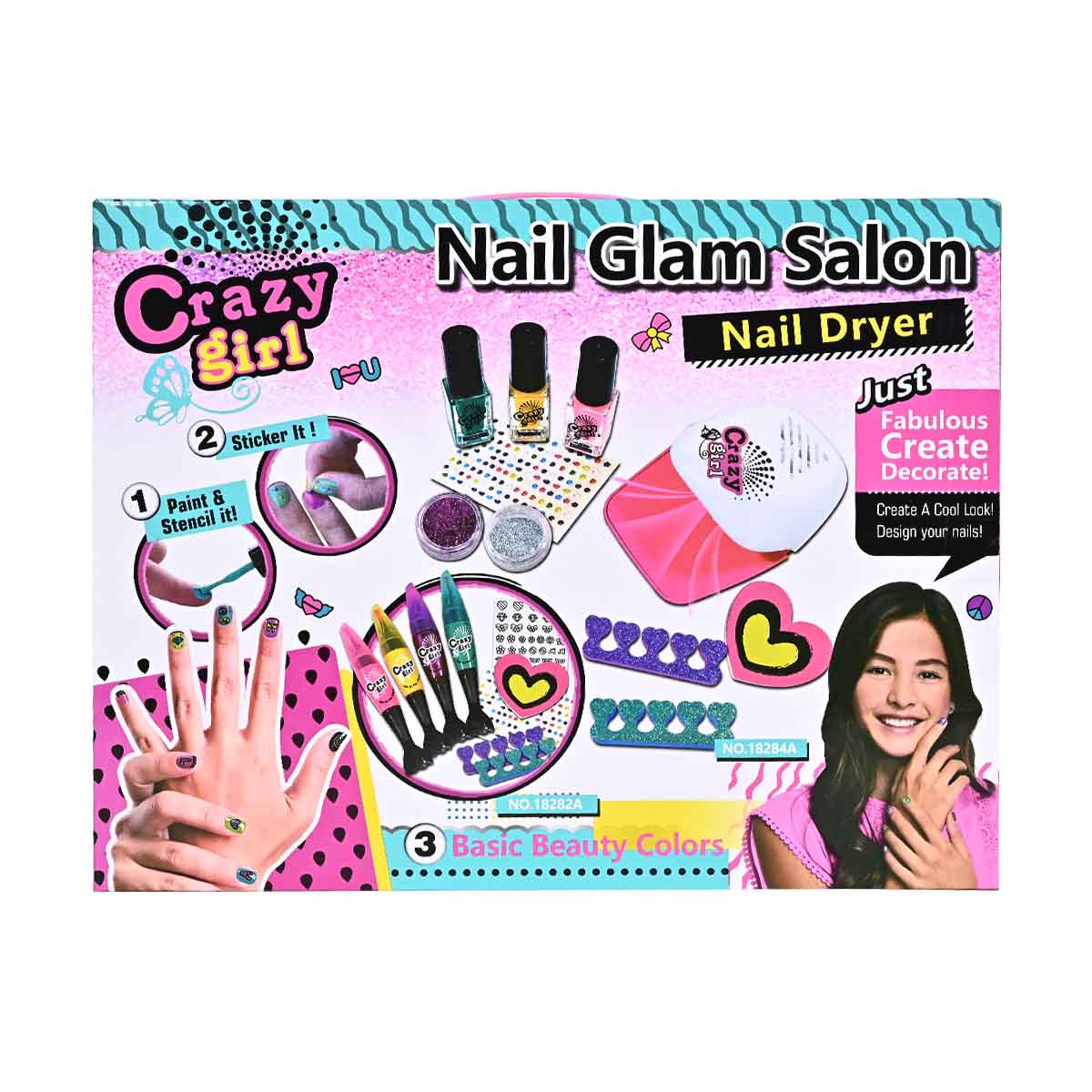 Nail Glam Salon Nail Dryer | 2in1 Nail Paint & Sticker Toy For Girls