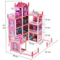 Happy Childhood 4 Story & 11 Room Doll House Playset For Girls
