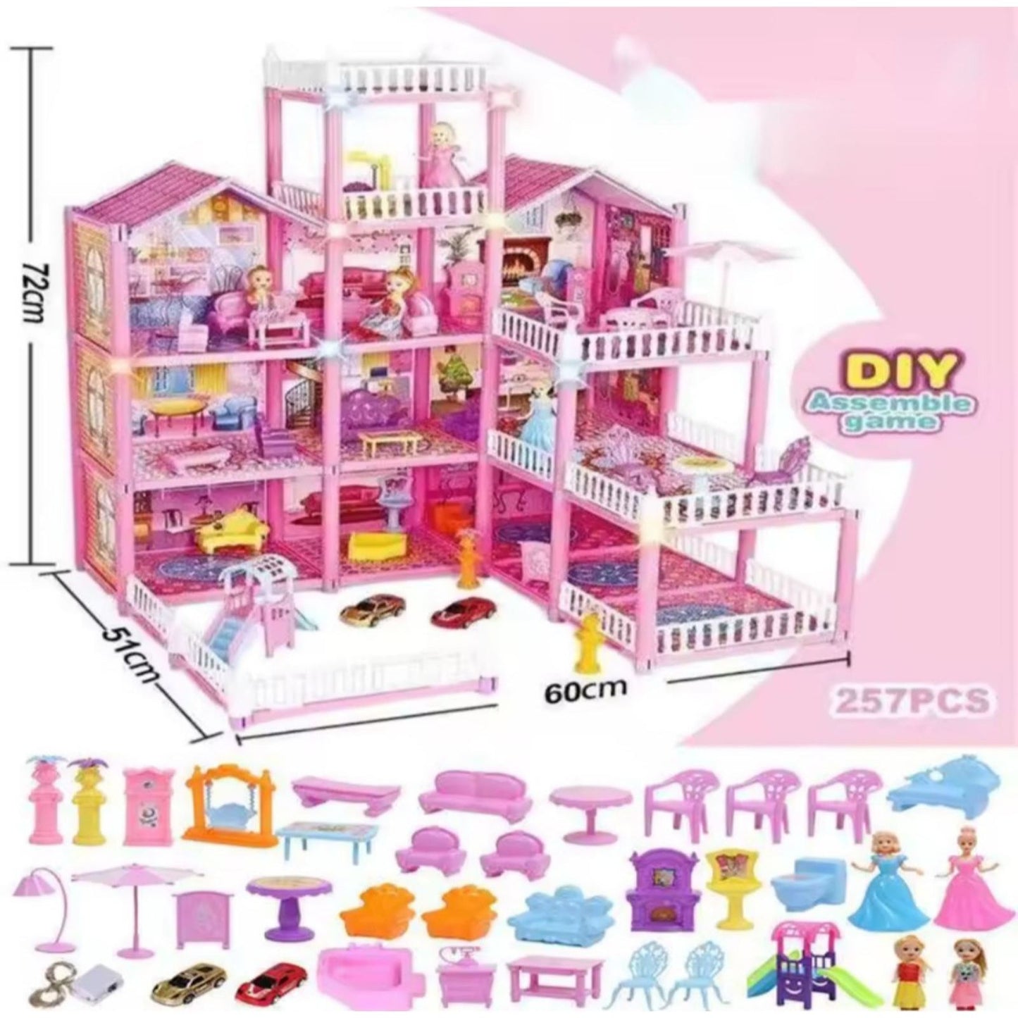 DIY Doll House | Lovely Home 257 Pcs DIY Assemble Game With Accessories