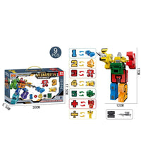 10-Piece Transforming Number Robot Set (0–9)