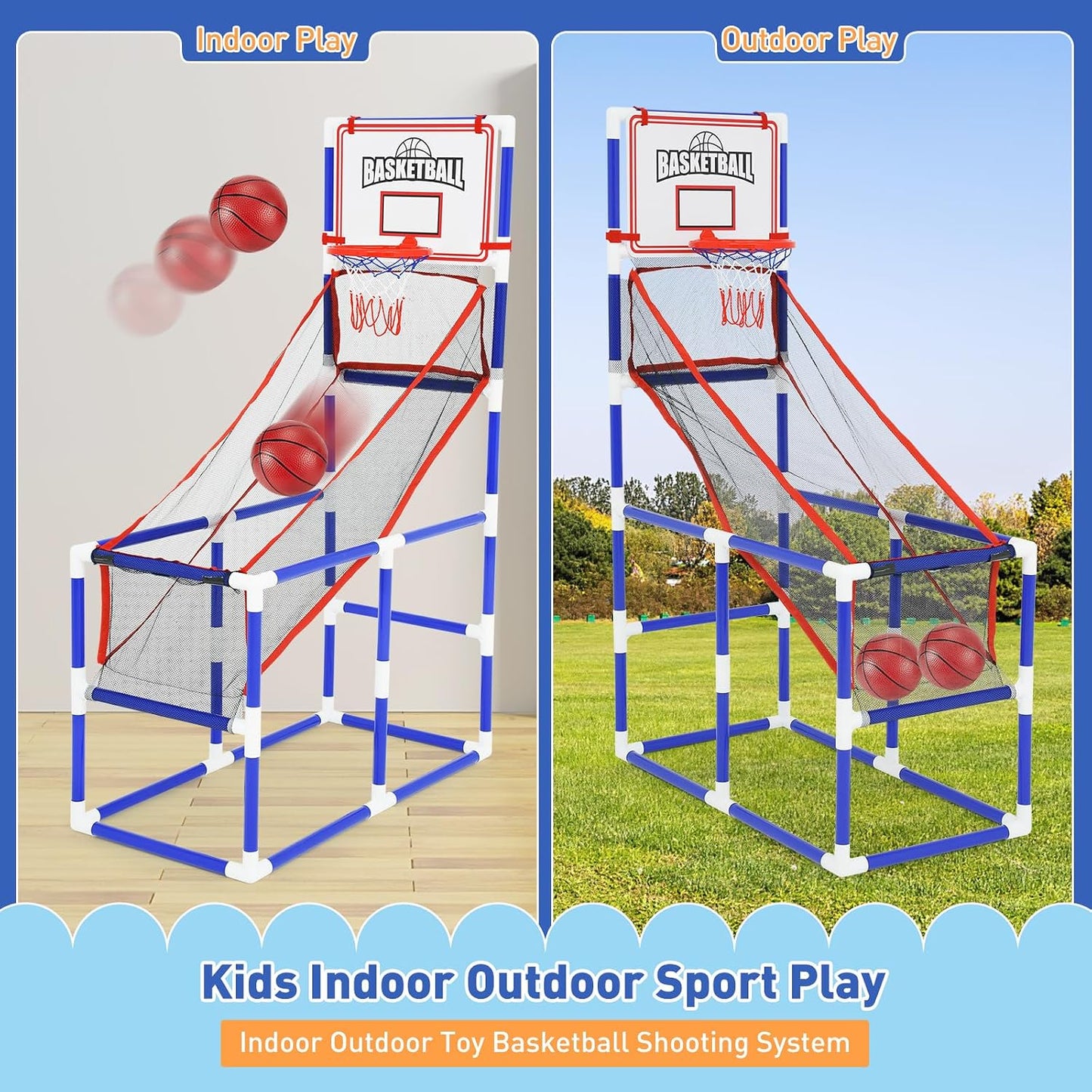 Topi Toys Basketball Set with 2 Hoops & Air Pump