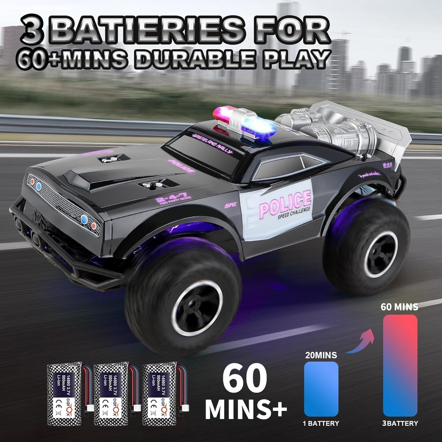 2.4GHz Remote Control Police Themed Rock Crawler With Rechargeable Batteries & Lightning Effects