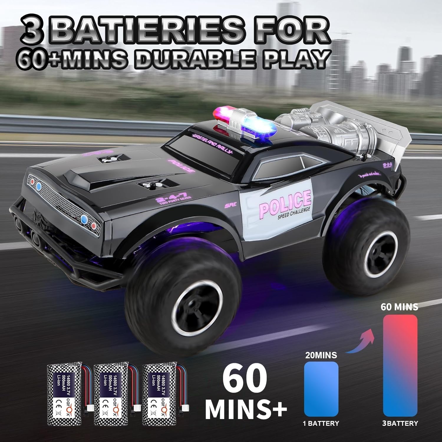 2.4GHz Remote Control Police Themed Rock Crawler With Rechargeable Batteries & Lightning Effects