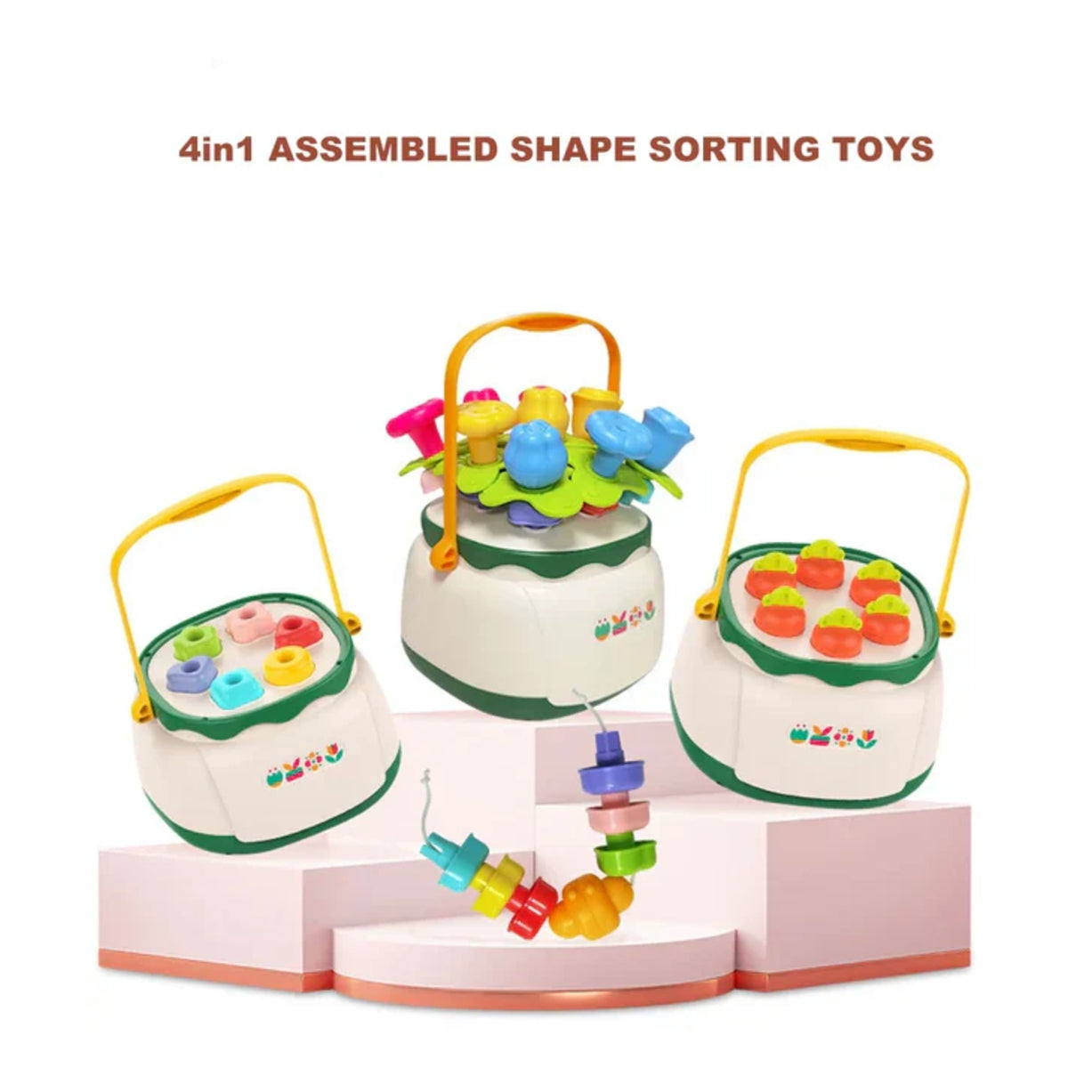 Huanger Montessori Flower Nails Bucket Toy