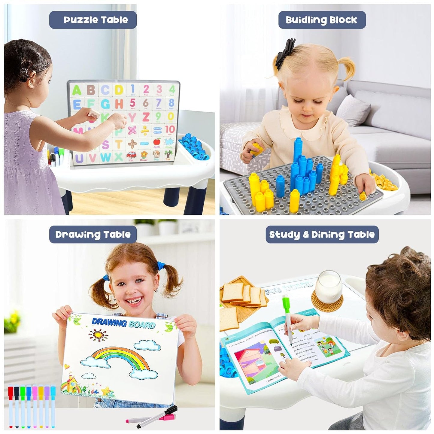 MC346 DIY Puzzle Activity Table with Magnetic Board