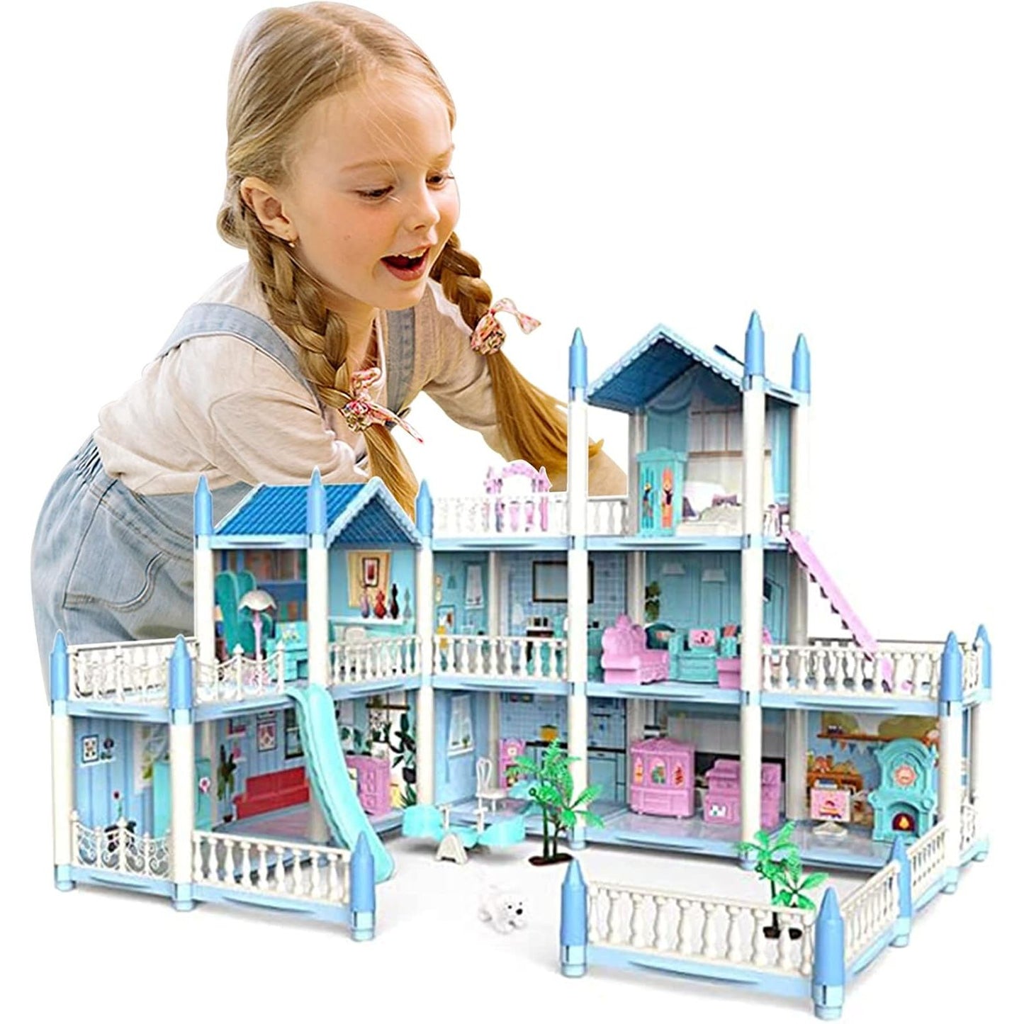 9 Rooms Princess Doll House | 3 Story DIY Play Set for Kids