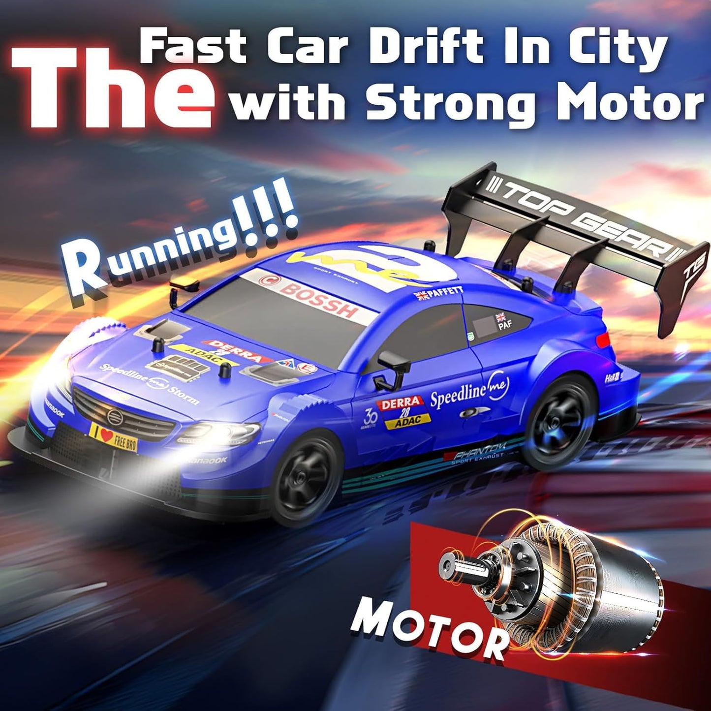 2.4GHz RC Drift Racing Car with Rechargeable Battery & LED