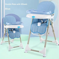 Foldable Baby Eating High Chair | 4 Colors With 4 Wheels & Seat Belt