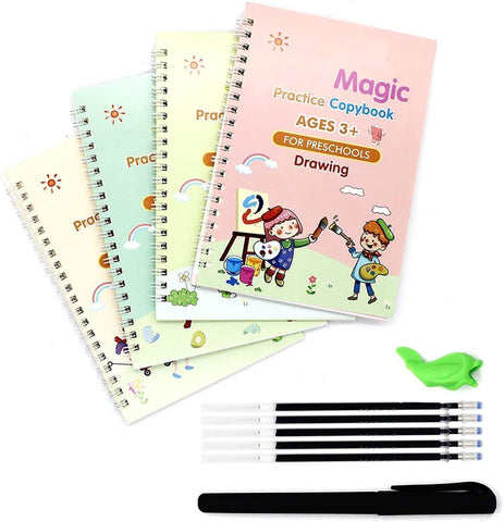 Magic Reusable Four Practice Copybooks With Markers