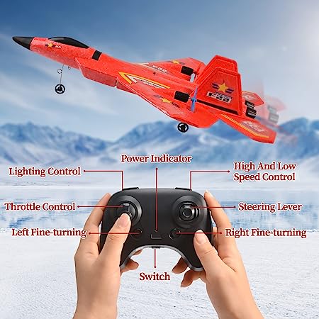 RC Glider AirCraft F-22 2.4Ghz of Light weight, Led Drone & USB Charging For Kids and Beginners