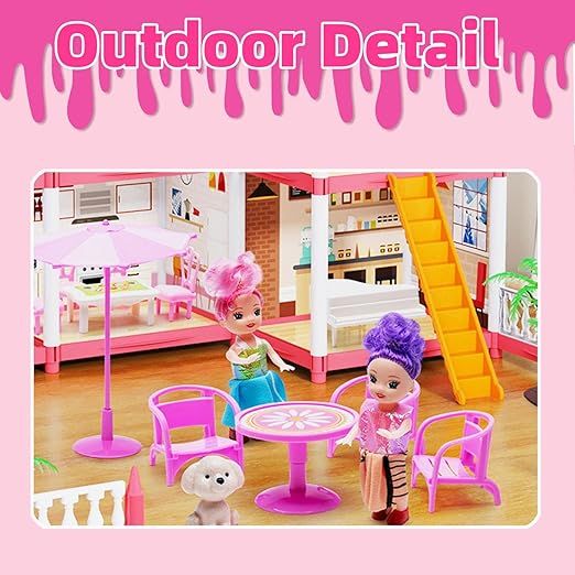 14 Rooms Doll House With LED Lights & Barbie Accessories