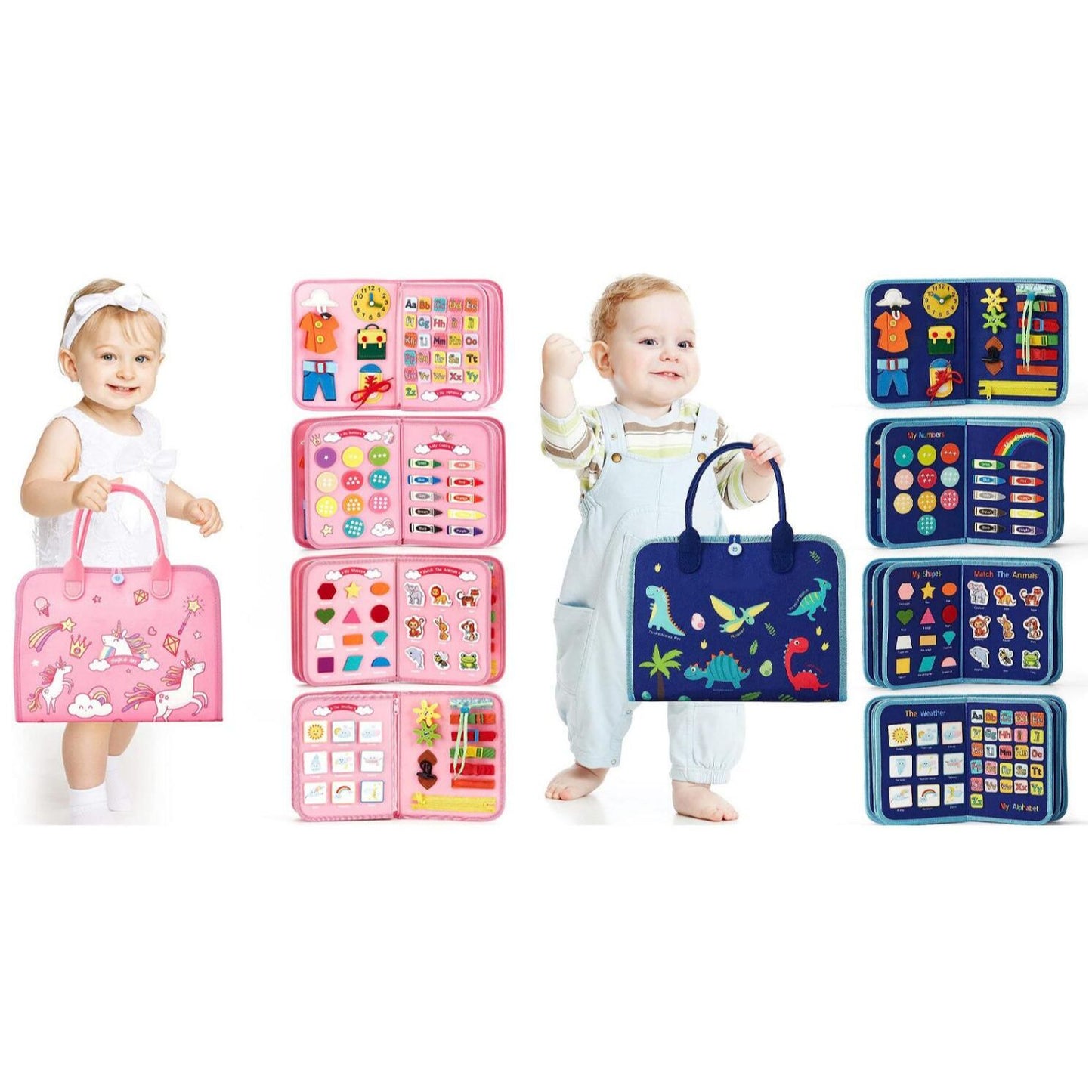 Learning Montessori Book | Hahaland 8 Pages Multi Functional Educational Book | Interactive Busy Book