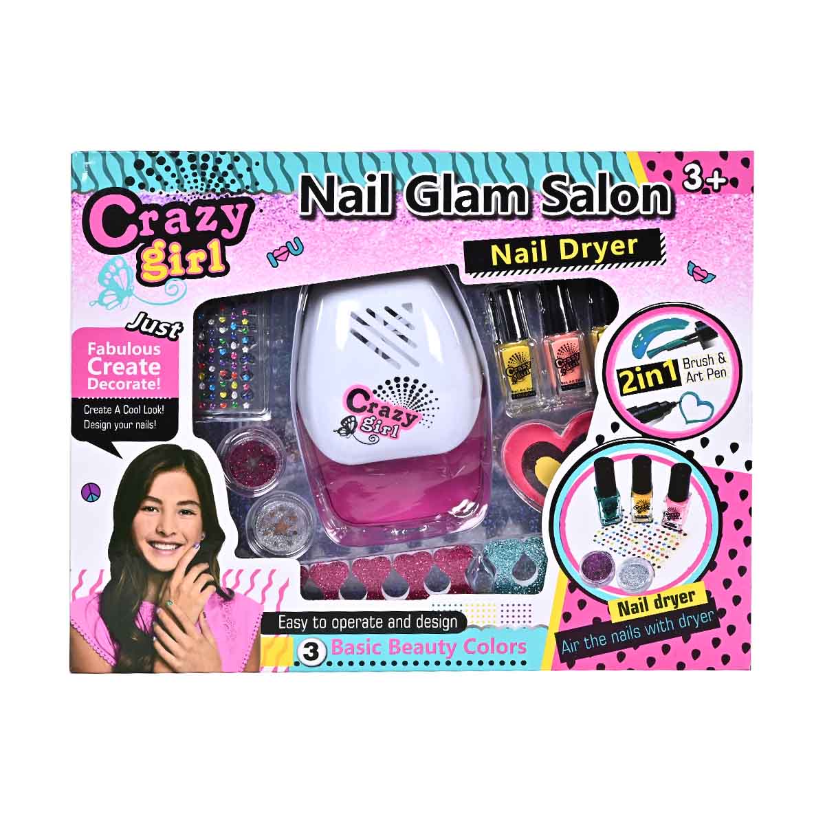 Nail Glam Salon Nail Dryer | 2in1 Nail Paint & Sticker Toy For Girls