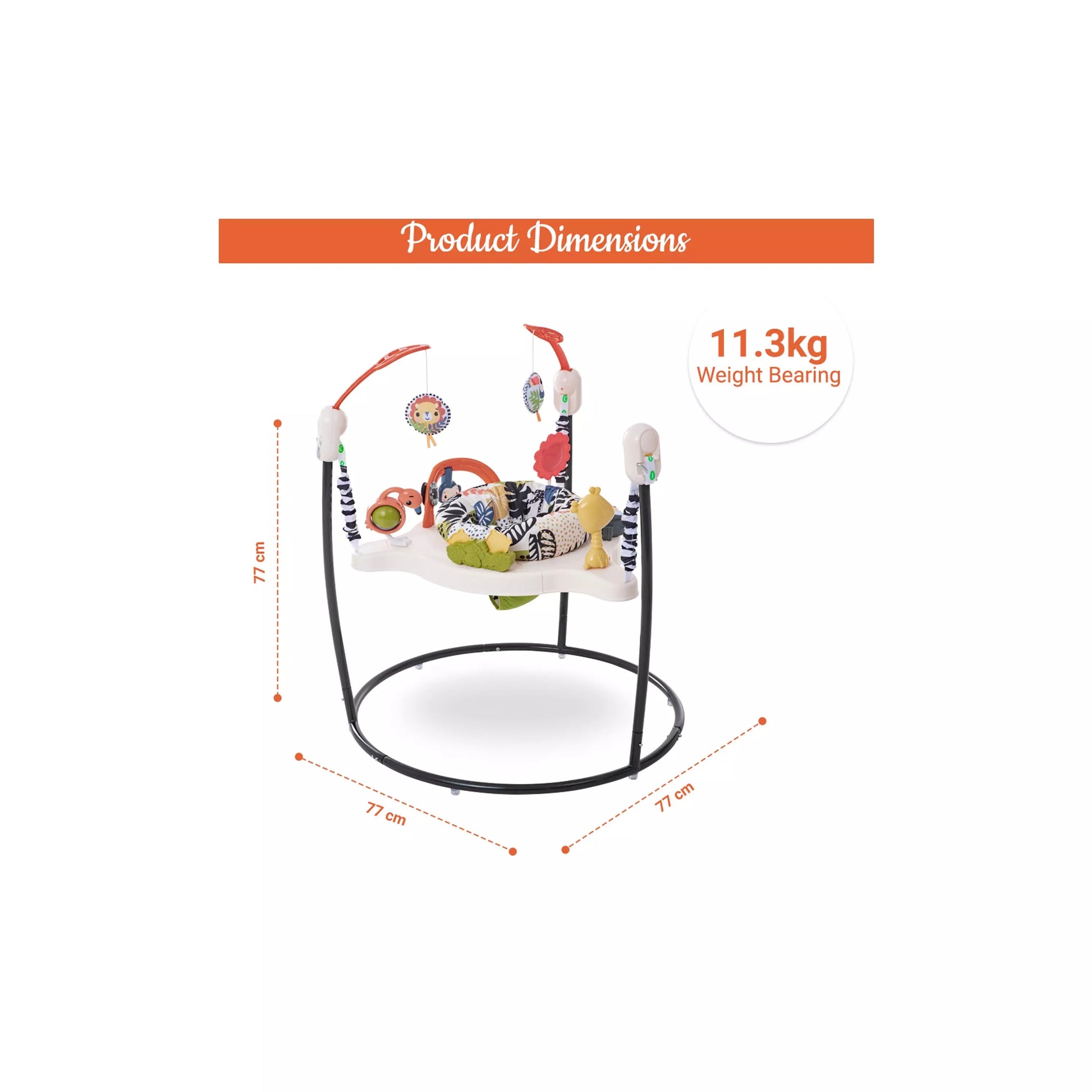 Baby Activity Jumper with Music & Toys | Adjustable Height Activity Bouncer with Fun Toys for 4–12 Month Babies