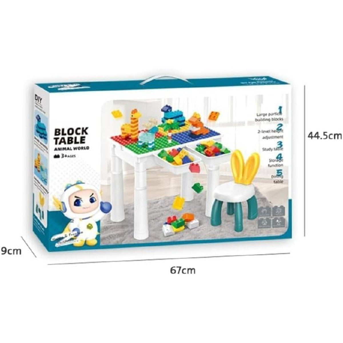 3-in-1 Activity LEGO-Compatible Table with Chair