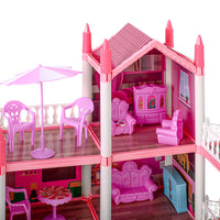 Happy Childhood 4 Story & 11 Room Doll House Playset For Girls