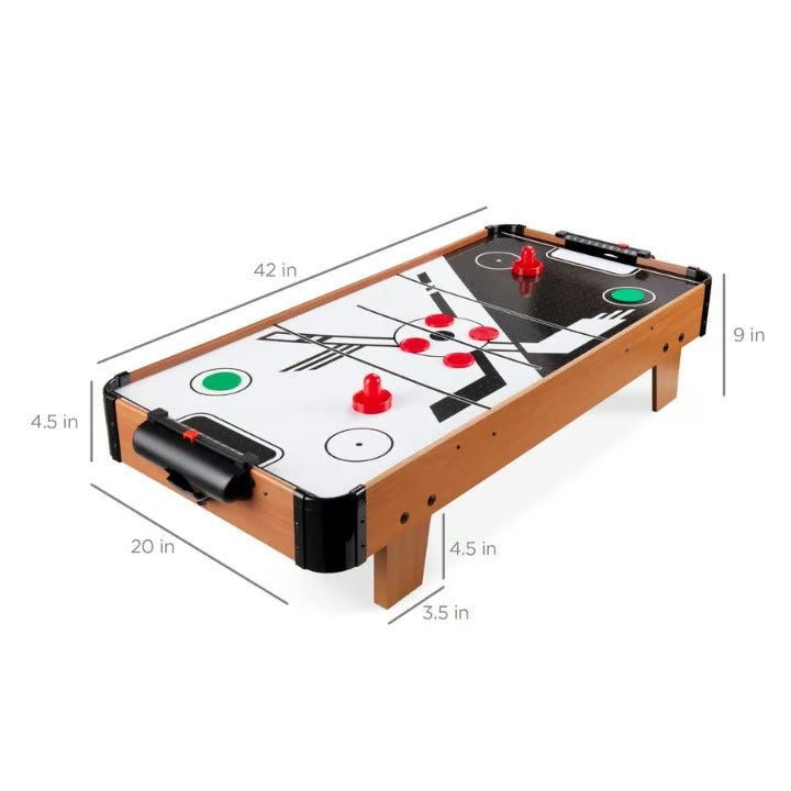 Portable Air Hockey Table Game | Mini Wooden Air Hockey Table | Battery-Powered Indoor Fun