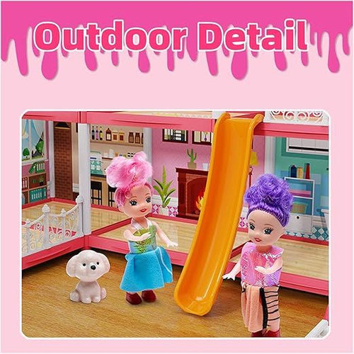 14 Rooms Doll House With LED Lights & Barbie Accessories