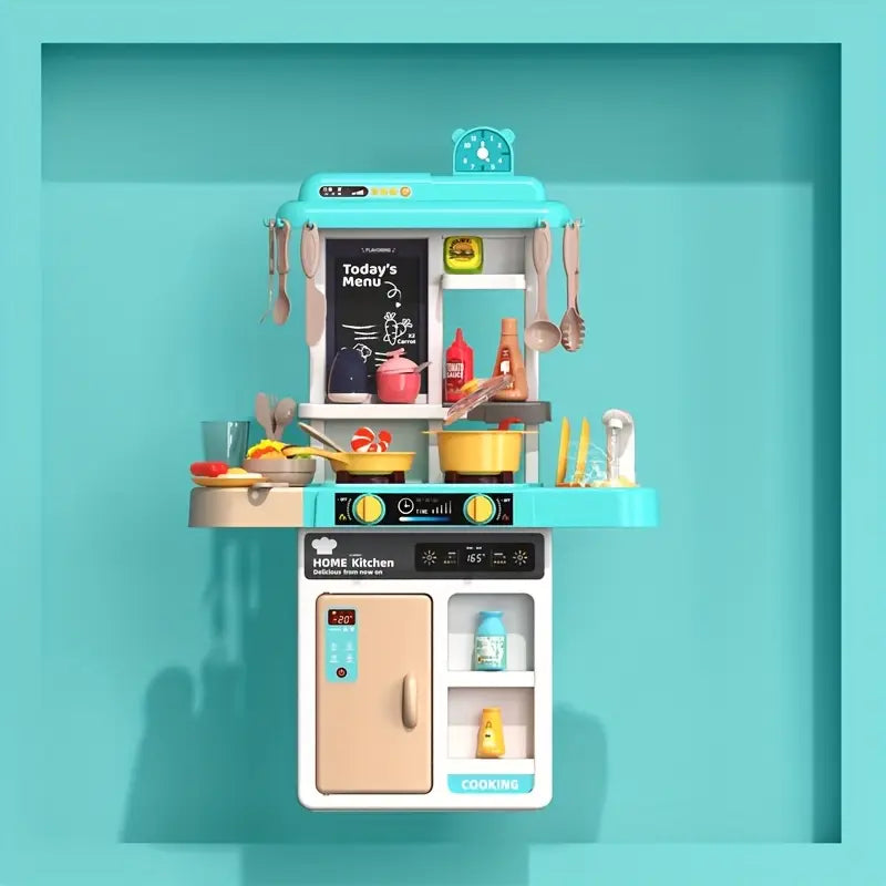 52 Pcs Spray Kitchen Set | Realistic Play Kitchen in Blue & Pink