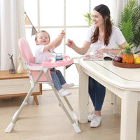 Foldable Baby Eating High Chair | 4 Colors With 4 Wheels & Seat Belt
