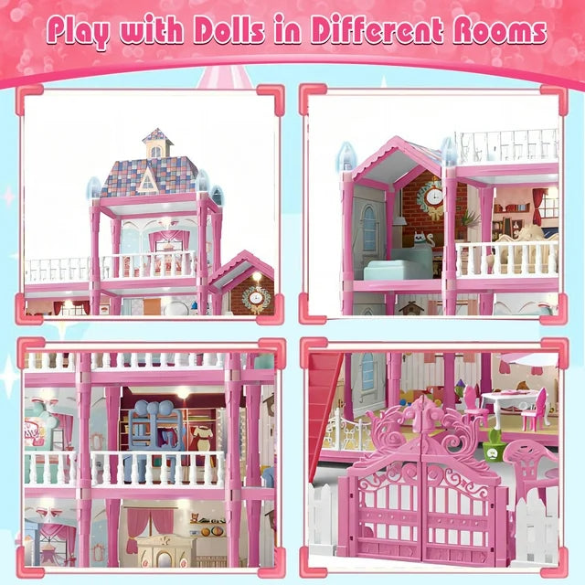 379PCS DIY Doll House Villa 5-Storey 17-Room Playset