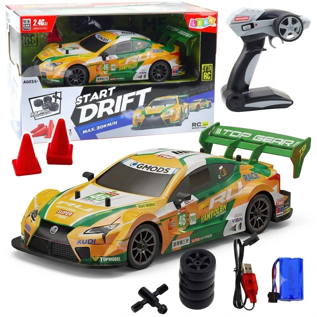 2.4GHz RC Drift Racing Car with Rechargeable Battery & LED