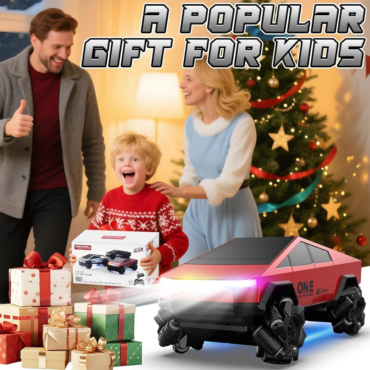 RC Cybertruck Style Stunt Car | Tesla Hand Gesture/Remote Control Drift Car