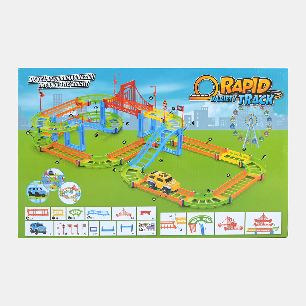 Train Racing Track Rapid Variety Railway Racing Track | 95 Pcs Playset With SUV Toy Cars ...