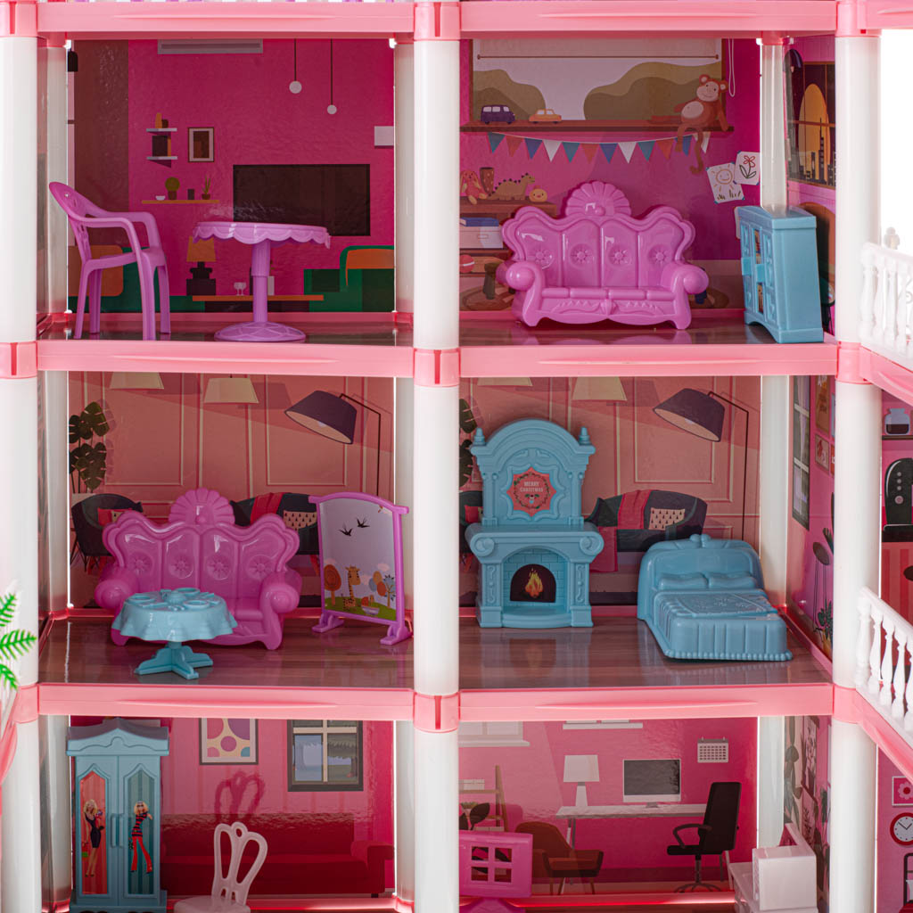 Happy Childhood 4 Story & 11 Room Doll House Playset For Girls