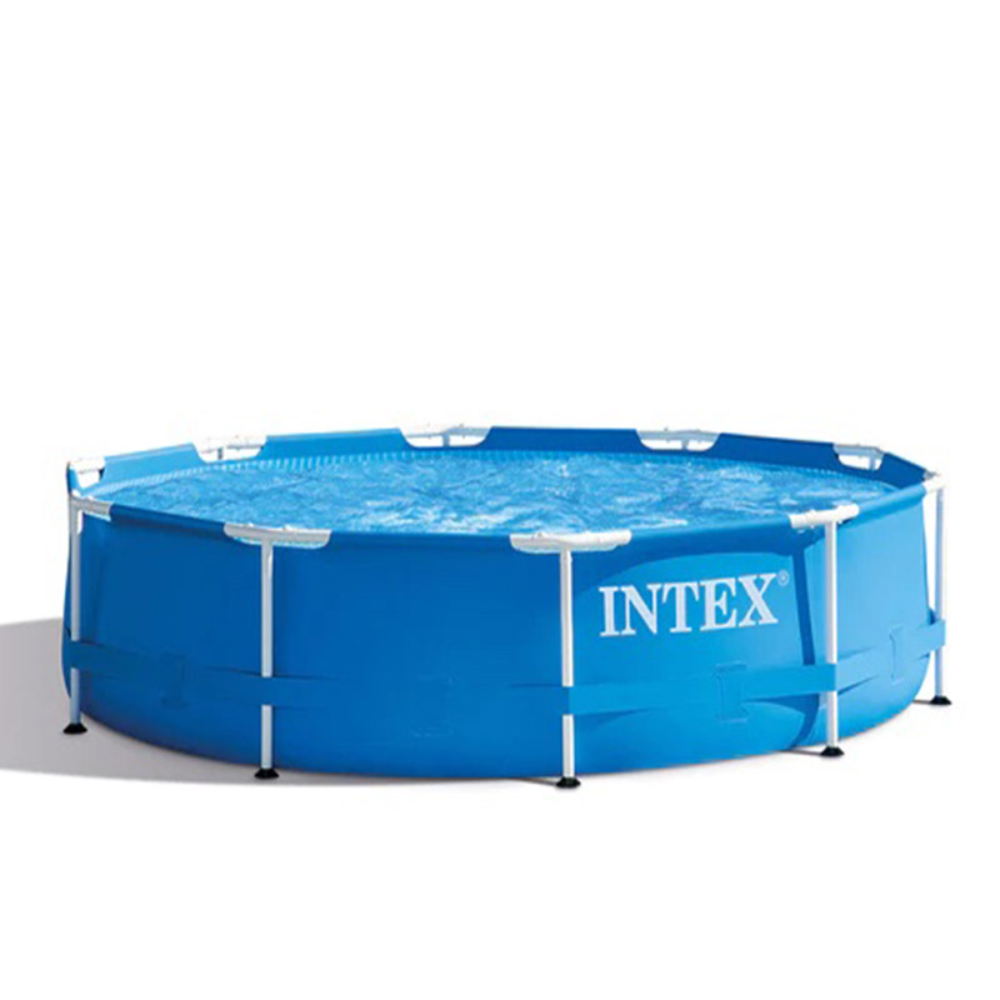 INTEX Round & Deep Metal Frame Pool With Water Filter 10ft x 2ft 6in ...