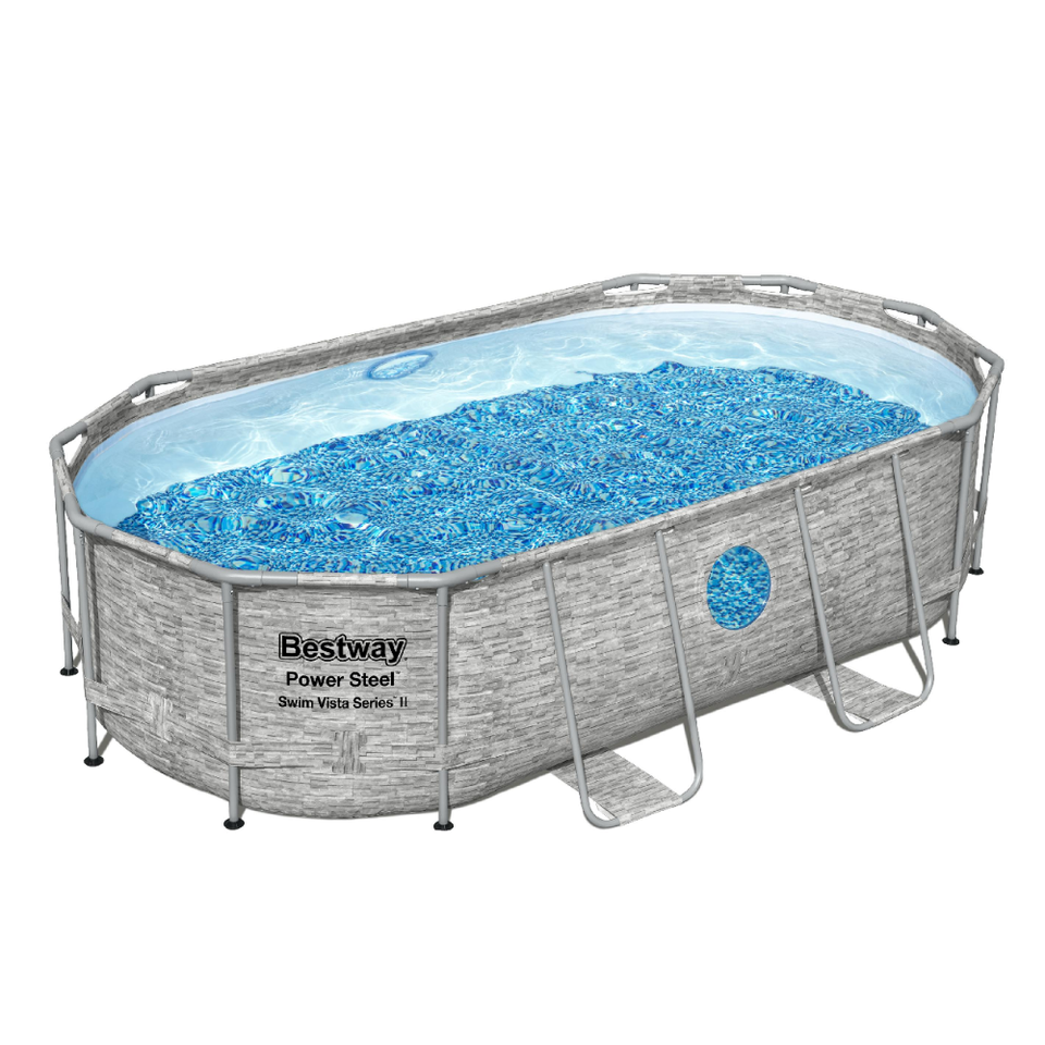 BESTWAY Portable Power Steel Swimming Pool 14ft x 8ft 2in x 3ft 3.5in ...