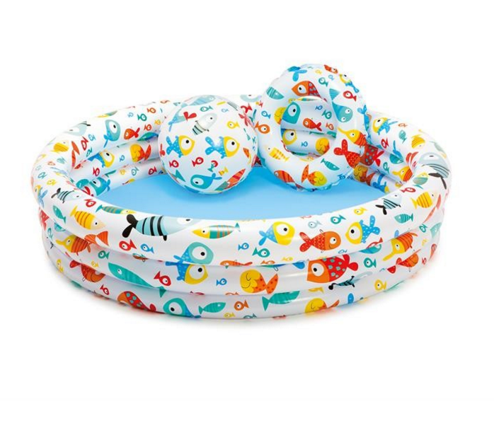 INTEX Fish Printed Pool With Beach Ball & Ring For Kids 
